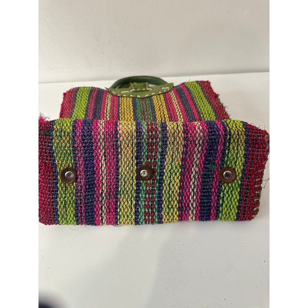 SAN LUIS POTOSI MEXICO ARTISAN STRAW AND LEATHER TOTE - Picture 9 of 9